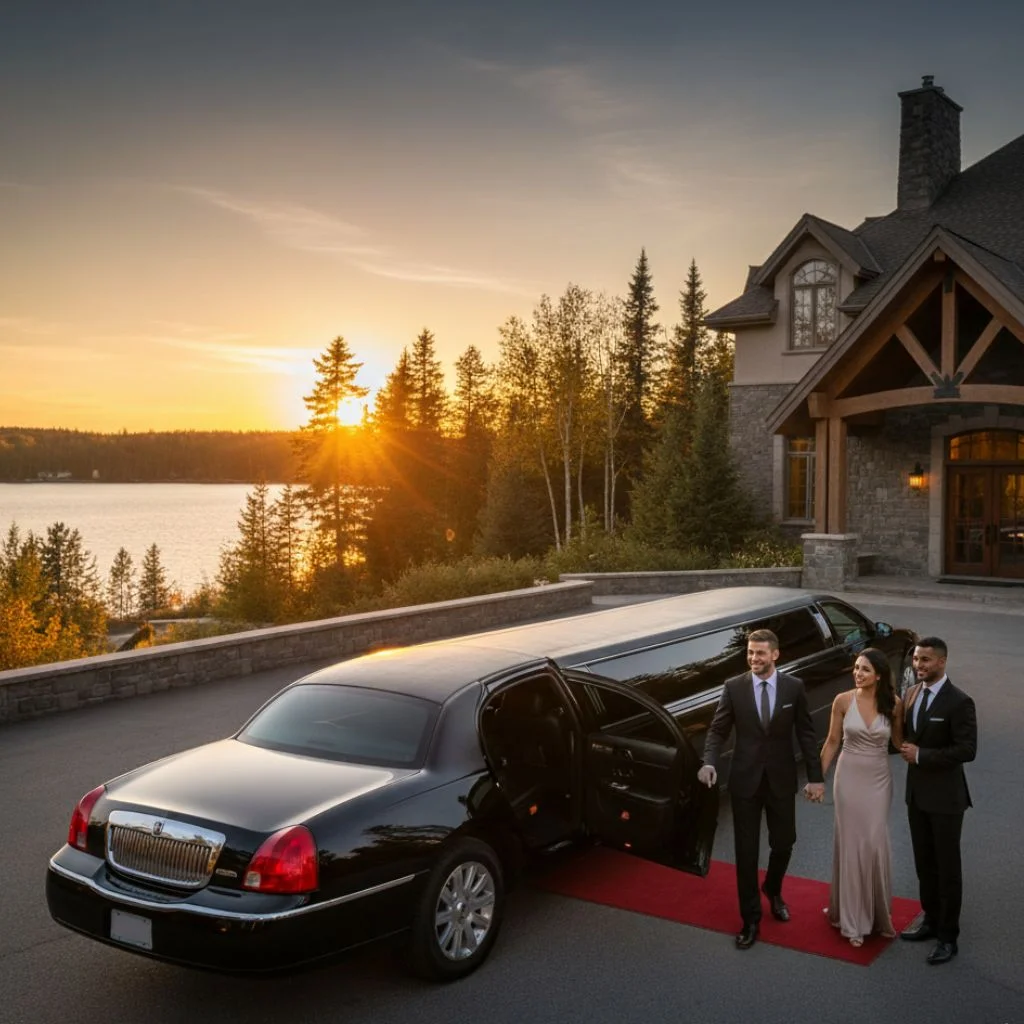 Wedding limousine at Lake of Bays for Muskoka Lakes, Bracebridge, and Gravenhurst weddings